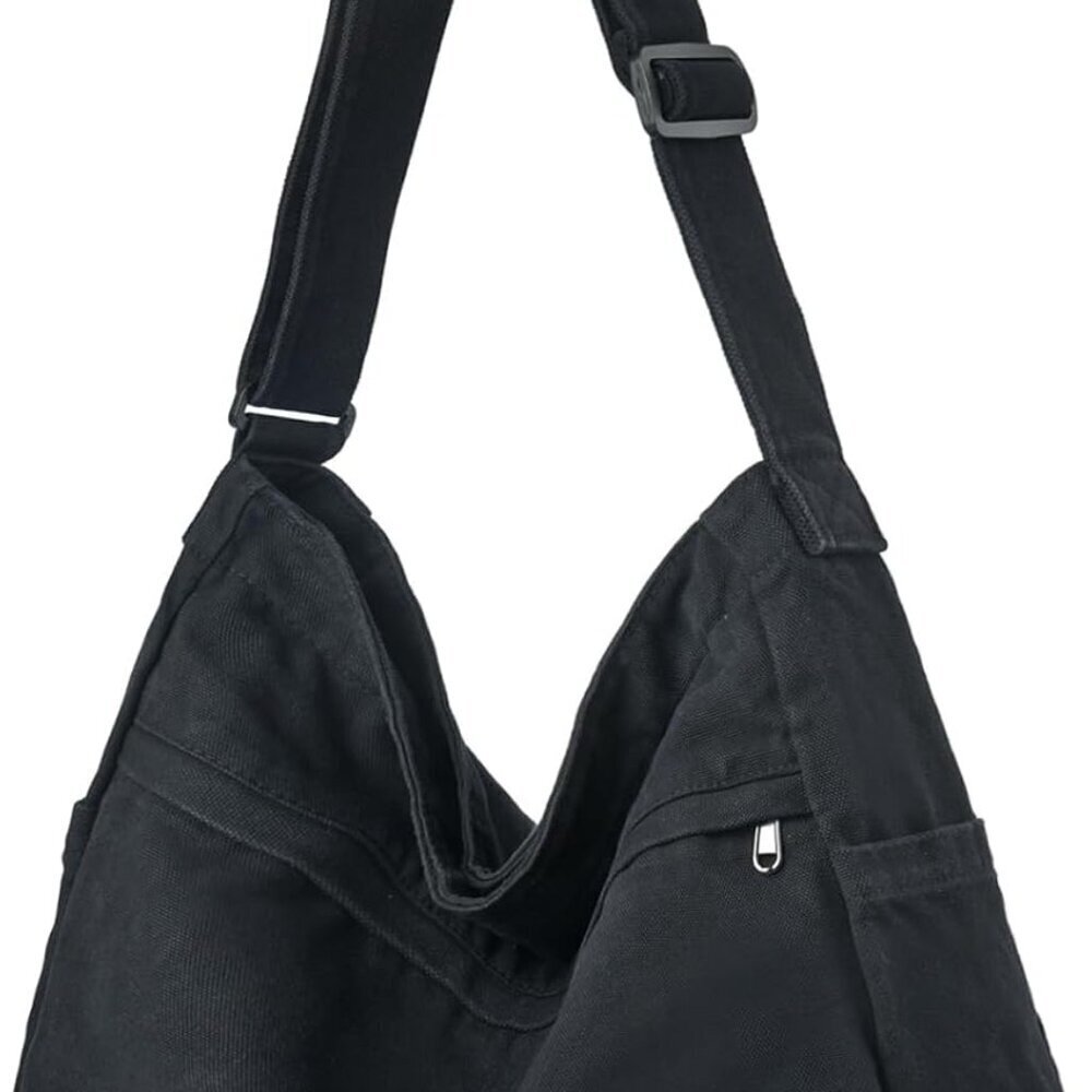 Canvas Crossbody Tote Bag for Women Men Large Capacity Travel Work Shopping